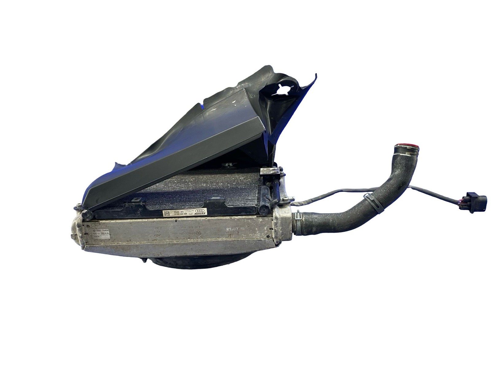 2008-2015 Audi R8 v10 5.2l front right auxiliary outer radiator fan w/ shroud