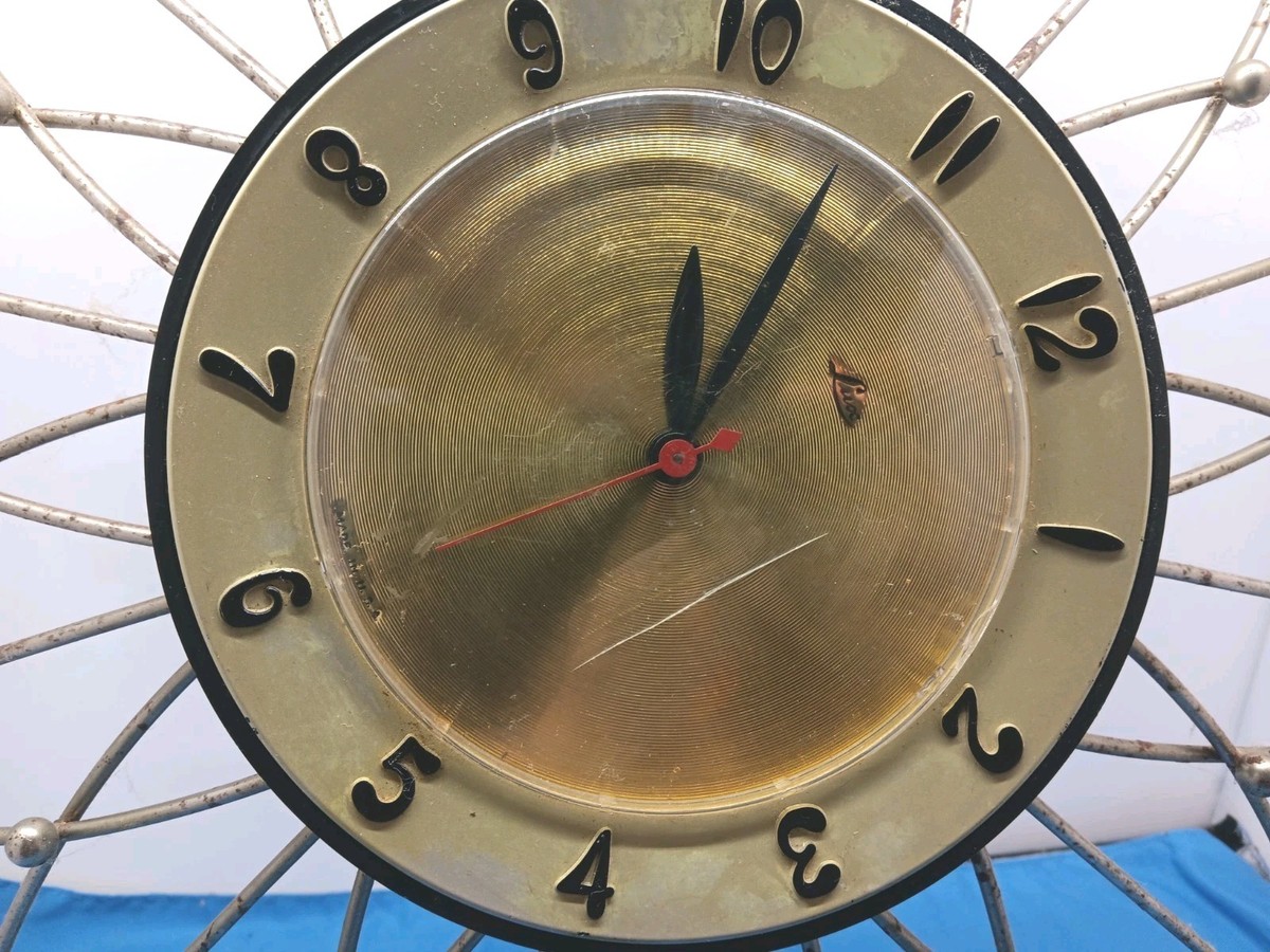 Vintage Mid Century Modern Starburst Lux Wall Clock Atomic 21