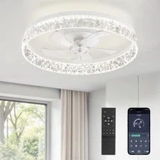 LEDIARY 22" Modern Ceiling Fans with Lights and Remote, Dimmable Low Profile ...