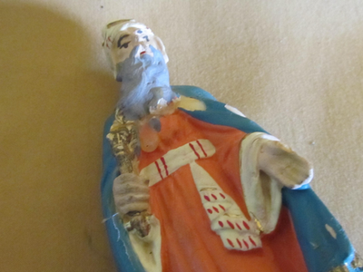 Ancien Santon Devineau Gaspard - Roi Mage Pour Crèche - Hauteur 9,5 Cm