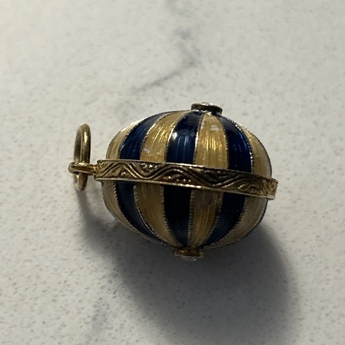RAFKA Retired Sterling Silver Vermeil Enamel Rhinestone Easter Egg Charm Pendant - Picture 2 of 3