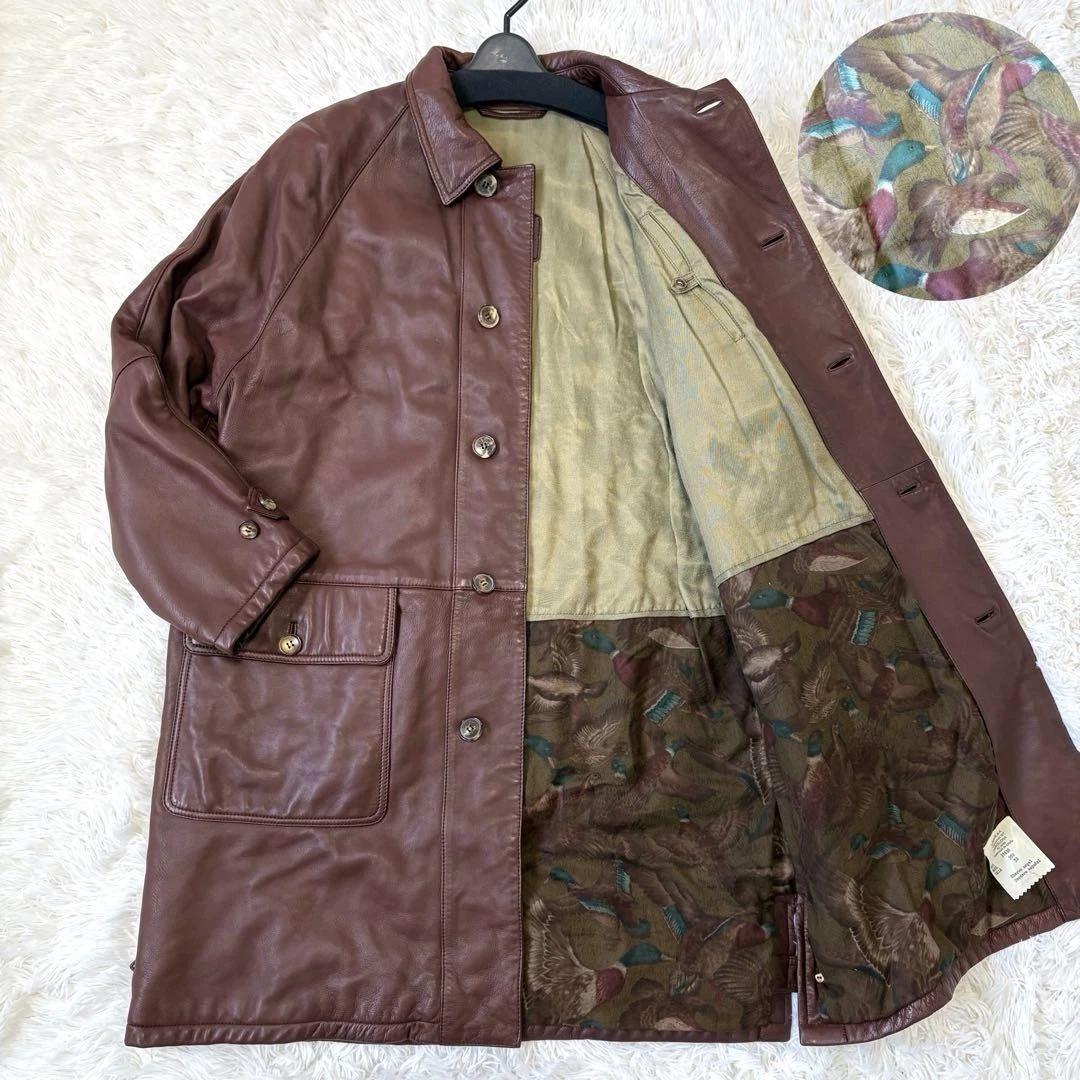 Cappotto lungo pelle uomo Loewe grande 52 ricamo uccellino