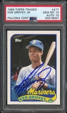 1989 TOPPS TRADED #41T KEN GRIFFEY JR. PSA 10 DNA 10 AUT O RC ROOKIE HOF SIGNED