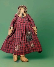 VINTAGE HANDMADE "TEA STAINED" COUNTRY STYLE HOMESTEAD STYLE DOLL 16 INCHES TALL