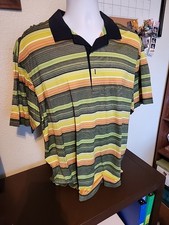 Men's Callaway Golf XL Green Striped Polo Shirt - Opti-Dri Performance Wicking