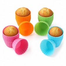 Bakerpan Silicone Mini Cupcake Liners 24 Pack - Reusable Non-Stick Muffin Cups -
