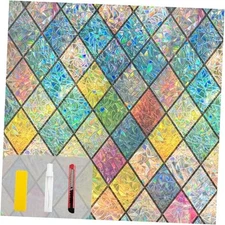 Privacy Window Film Stained Glass Window Film That is 17.5 X 78.7 in Rainbow