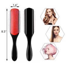 9-Rows Cushion Nylon Bristle Hair Brush Classic Detangling Wet Dry Curly Hair