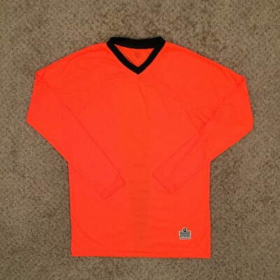 Admiral Shirt Mens Small Orange Long Sleeve V-Neck Soccer