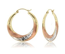 Hollow 14K Tricolor Gold Superlight Stamped Earring EJTR4126