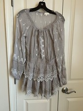 LoveShackFancy Popover Dress in Light Gray Size XS