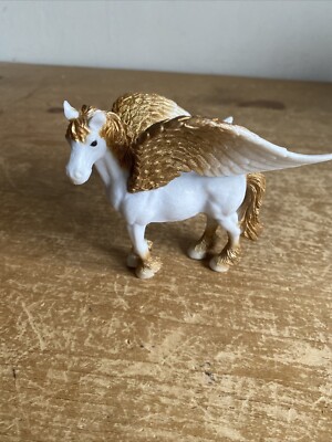 Pegasus Figur fliegendes Pferd 4 inch gold + weiß detaillierte Figur 2013 Statue