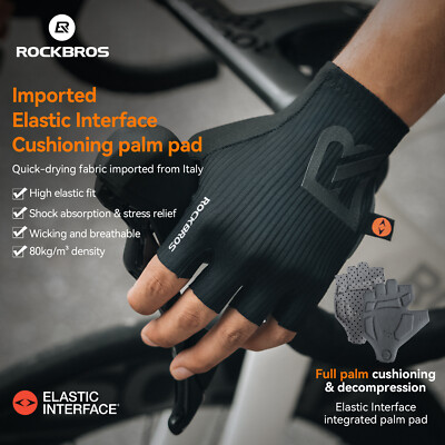 ROCKBROS Cycling Gloves Half Finger Unisex Padded Grips Palm Summer Bike  Gloves