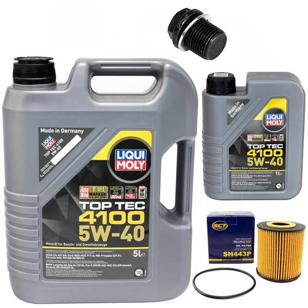 MotoröL Set 5W-40 6 Liter + ÖLfilter SH 443 P + Schraube FüR Volvo S40 S70 S60-image