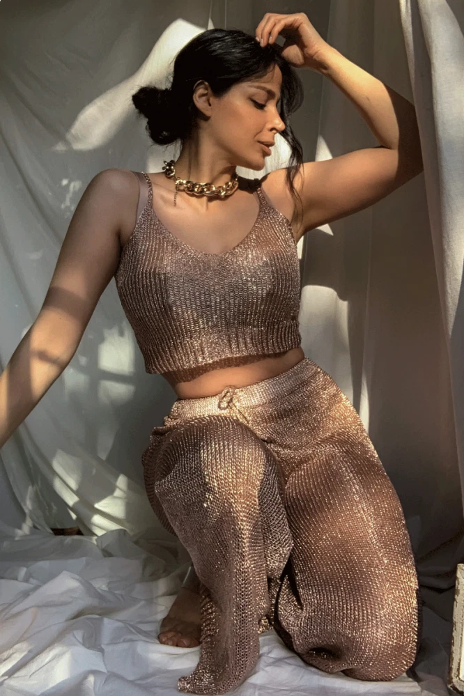 Metallic two piece clearance outfit