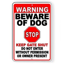 Dog Will Bite Beware Of Dog Metal Sign Security Keep Out Warning Do Not Enter