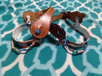 New Pair of Showman Red White Blue Flag Eagle Bumper Spurs w Leather Straps IPS