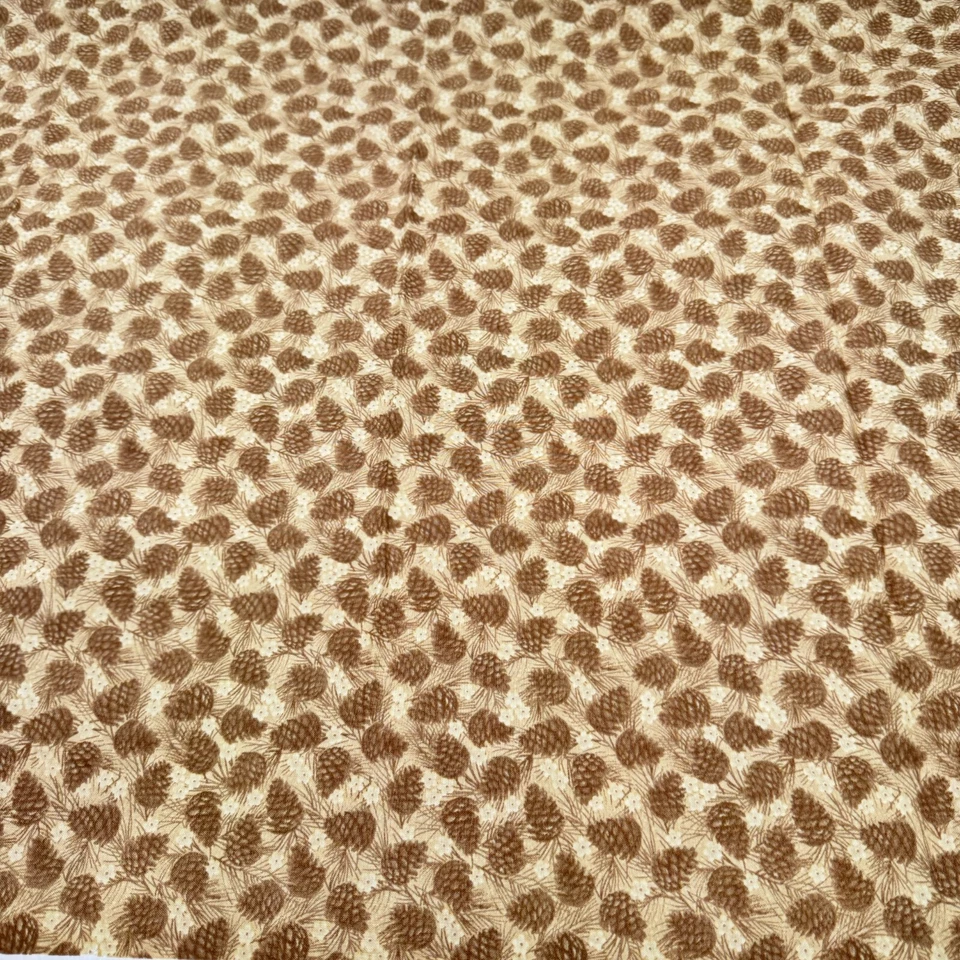 vintage benartex fabric brown pine cones winter wonderland 44x60 1.6 yards y2k - Image 4 of 4