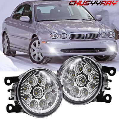 For Jaguar S-Type X-Type 2004-2008 Pair Round  Bumper LED Fog Light Lamps White