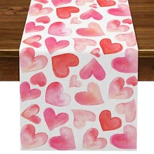 Valentine's Day Table Runner Wedding Anniversary Party Decoration Pink Waterc...