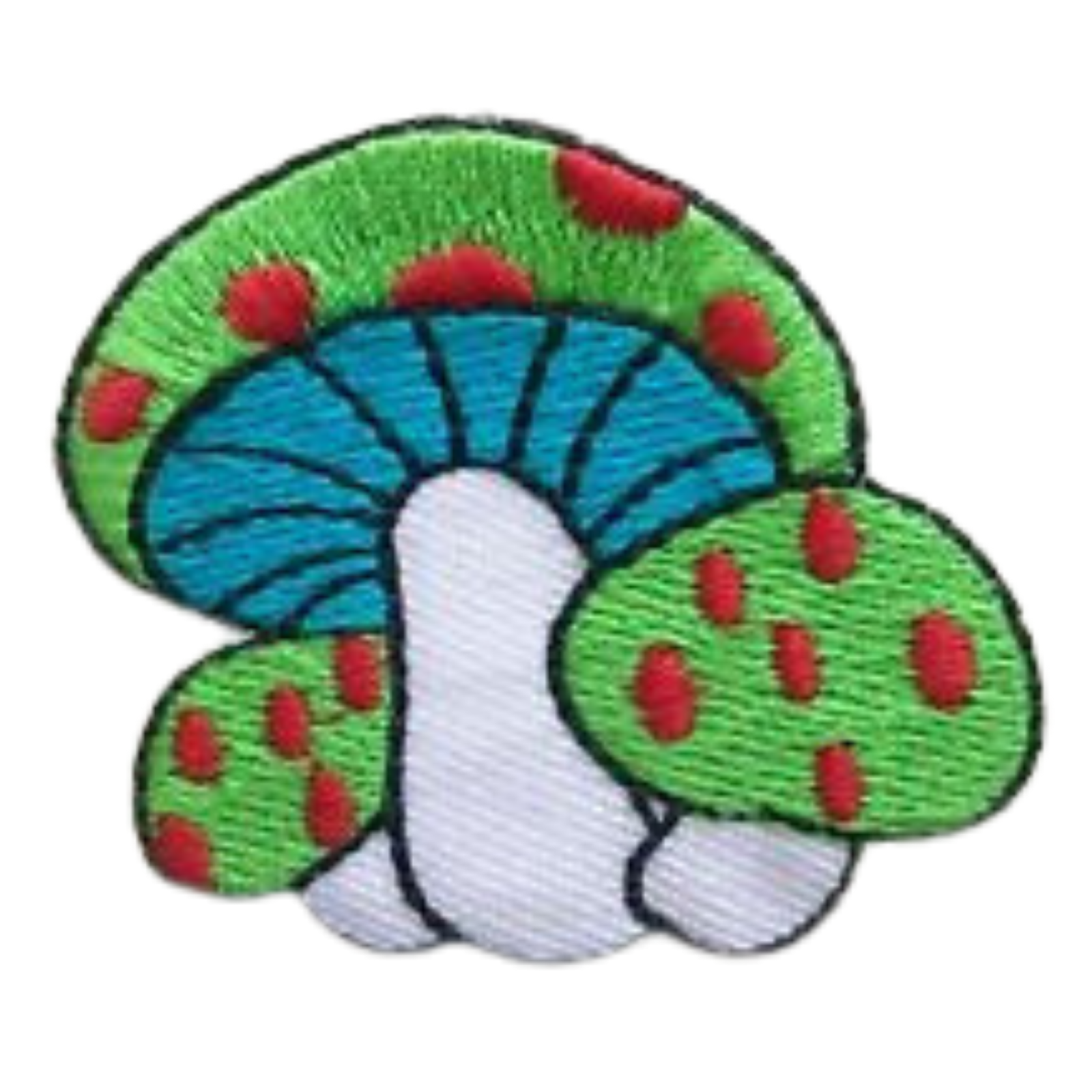 Cute Magic Mushroom Embroidered Iron-On or Sew-On Green Patch