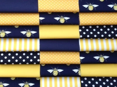 ROSE AND HUBBLE FABRICS Fabric patchwork squares 30 x 5" 12.5cms cotton quilting craft baby navy SALE 5X