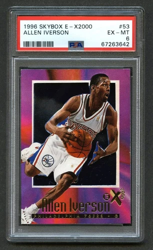 1996-97 Skybox E-X 2000 ALLEN IVERSON RC #53 PSA 6 EX-MT 76ers Rookie