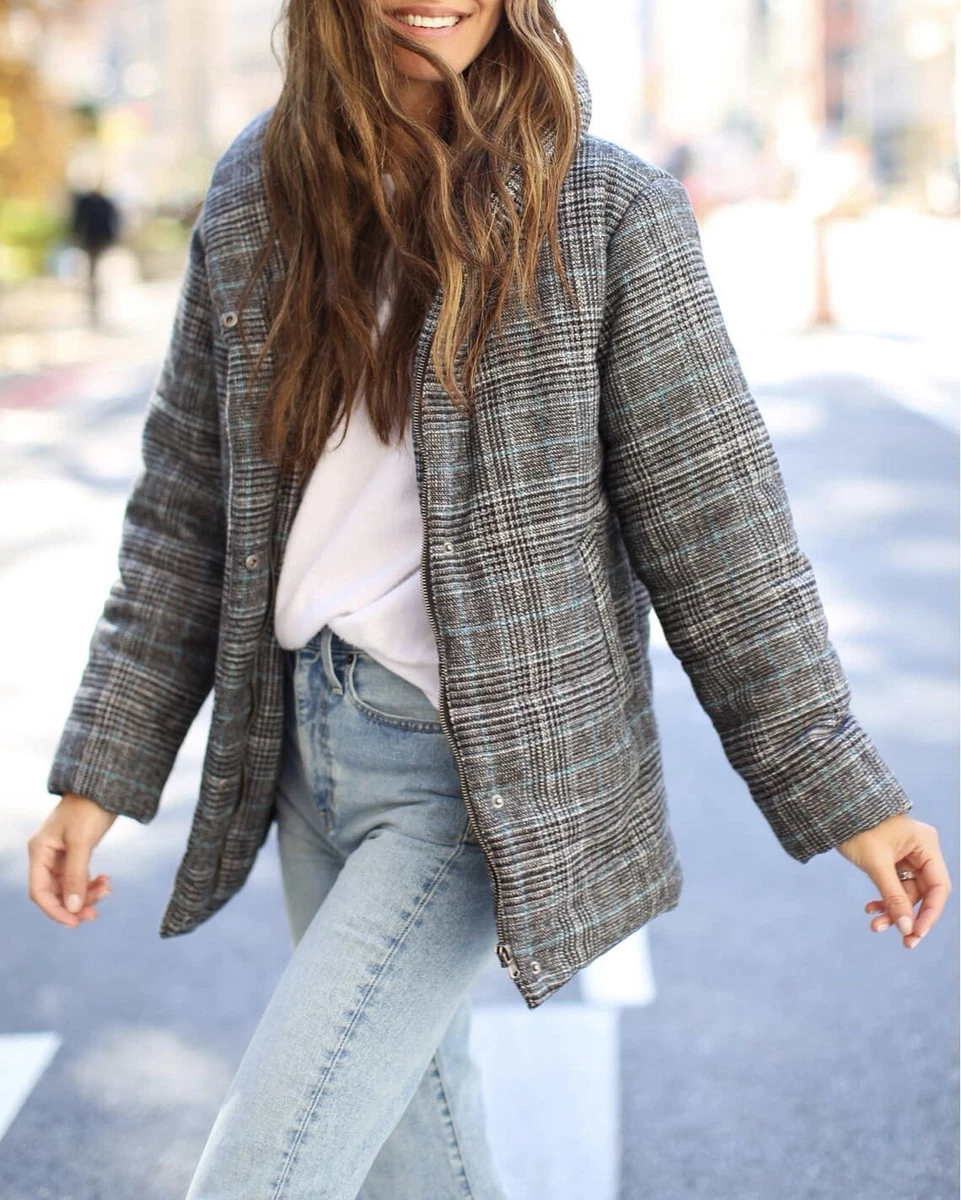 Something Navy Plaid Puffer Jacket
