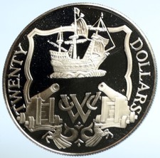 1985 British Virgin Islands UK Elizabeth II SHIP DUTCH Proof Silver Coin i102987
