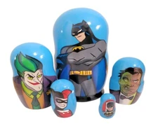 5pcs Hand Painted Russian Nesting Doll of Batman Biggest doll 7 inches tall