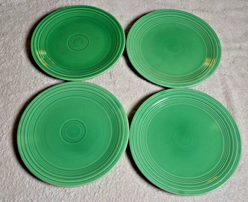 qty 4 Vintage 60s RARE Fiesta  Green 9.5" Luncheon/Dinner Plates