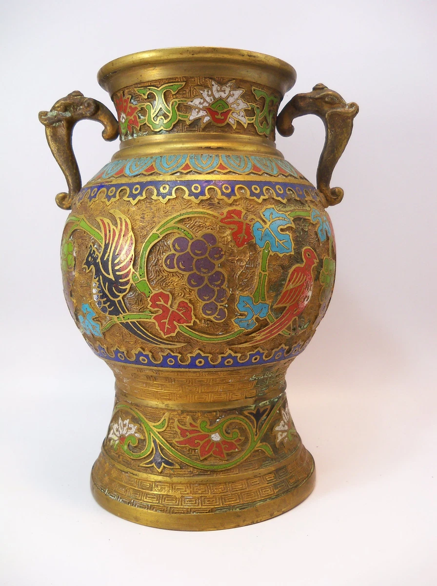 古董黄铜日本花瓶1900-1940 | eBay