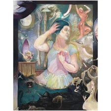 Vintage Large Surrealist Figurative Pastel Drawing on Paper by Kathy Harris