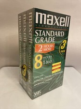 Lot Of 3 Maxell Video Cassette Standard Grade New in Package 8 hours T-160