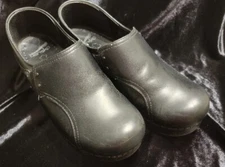 Dansko Women 39 US 8-8.5 Shoe Slip On Wedge Clog Black Nubuck Leather Comfy