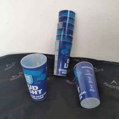 8 x Bud Light England Fußball Pint Bier Becher Becher BBQ PARTY