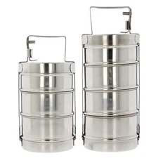 Tiffin Lunch Box Stainless Steel Indian 3/4 Layer Tier Stackable Food Storage