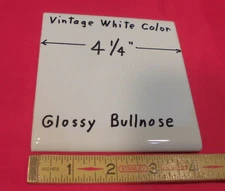 1 pc. *Vintage White* 4-1/4" Glossy Ceramic Bullnose Trim Tile: Flat Type, NEW