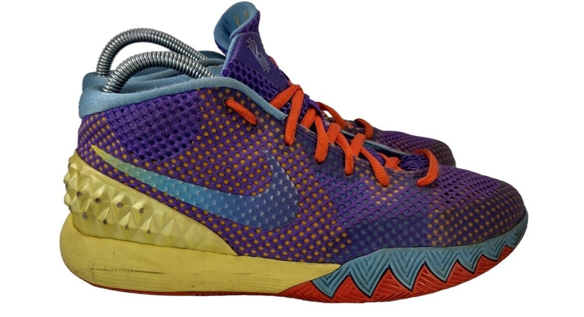 Nike Kyrie Irving Saturday Purple Orange Yellow Athletic Shoes Youth Size 