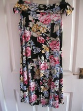 ASOS SIZE 14 MATERNITY DRESS FLORAL BLACK BARDOT OFF SHOULDER WEDDING FESTIVAL