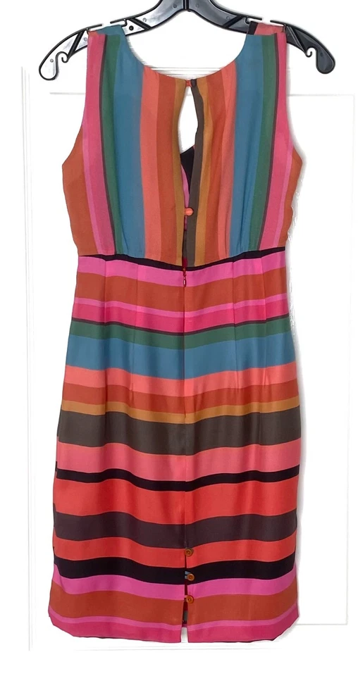 Vestido COREY LYNN CALTER Rosa Rayas Seda Vaina Cuello Atado 2 = XS Anthropologie Foto 2 de 4