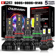 For 2006-2009 2010 Jeep Commander 6x Led Headlights Hilo Fog Lights Bulbs Combo