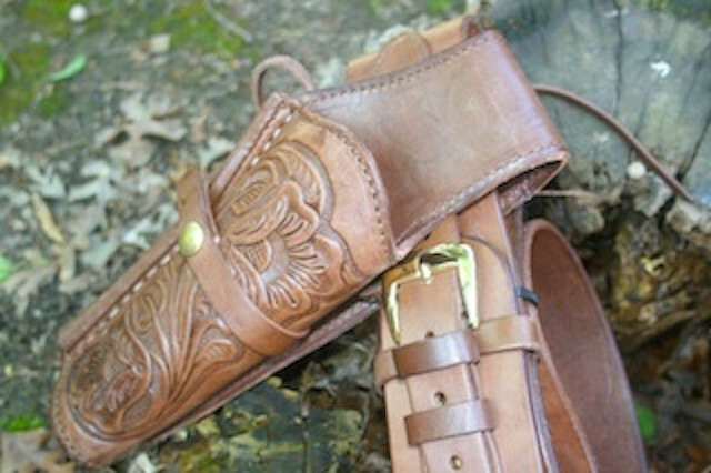 Leather Belt and Holster SET BROWN Belt SIZE 44-image