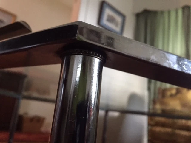 Mesa de centro Maison Jansen hexagonal de latón cromado Hollywood Regency moderna Foto 2 de 4