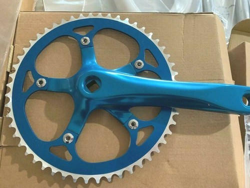 Blue Bicycle Crank Set Alloy 52T x 175MM Track MTB Fixie for Single Speed Bikes - Picture 2 of 2