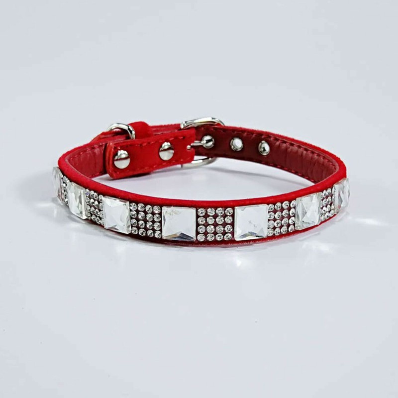 Axgo Suede Leather Cat Dog Collar Full Rhinestone Crystal Soft Material Adjus...