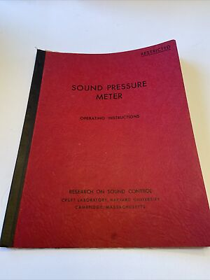 #ad Sound Pressure Meter Harvard University Research Operating Instructions #D $24.00