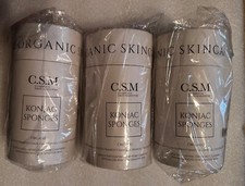 CSM Organic Konjac Sponges 3-Pack x3 Gentle Exfoliating Bamboo Charcoal NEW