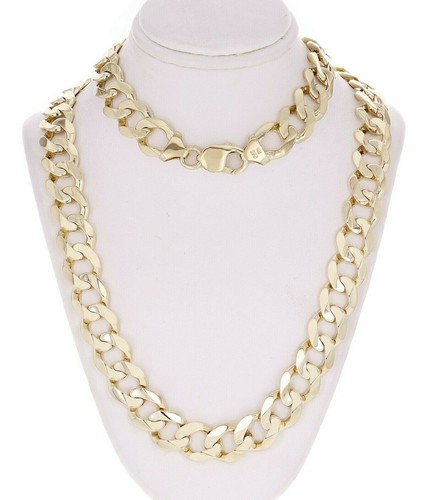 Men's 14k Solid Yellow Gold Flat Cuban 