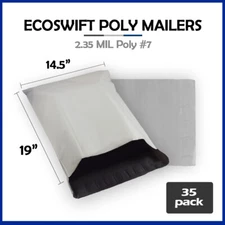 35 14.5x19 EcoSwift Poly Mailers Plastic Envelopes Shipping Mailing Bags 2.35MIL